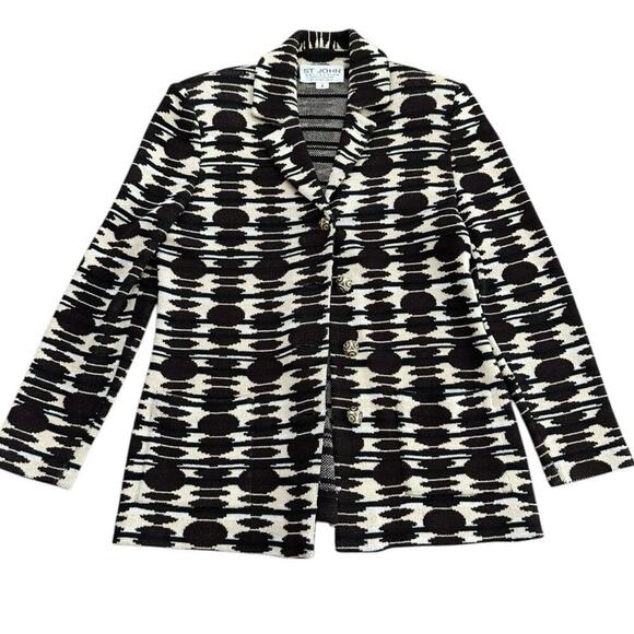 St. John Collection Women's Brown Beige Abstract Pattern Jacket Coat Size 2 - Picture 1 of 7